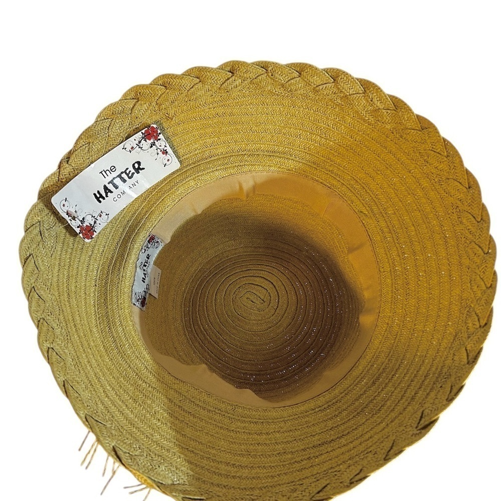 The Hatter Company Tan Straw Kettle brim Cloche Hat. NWT - Picture 5 of 10